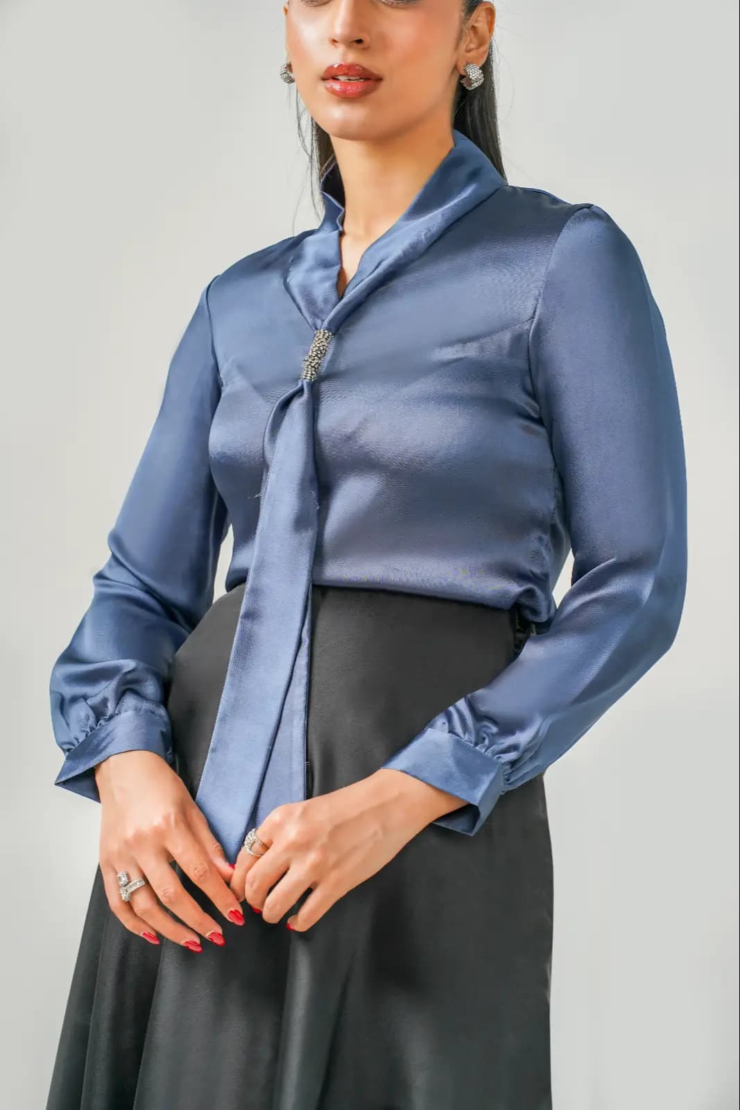 Electric Blue Satin Shimose Blouse