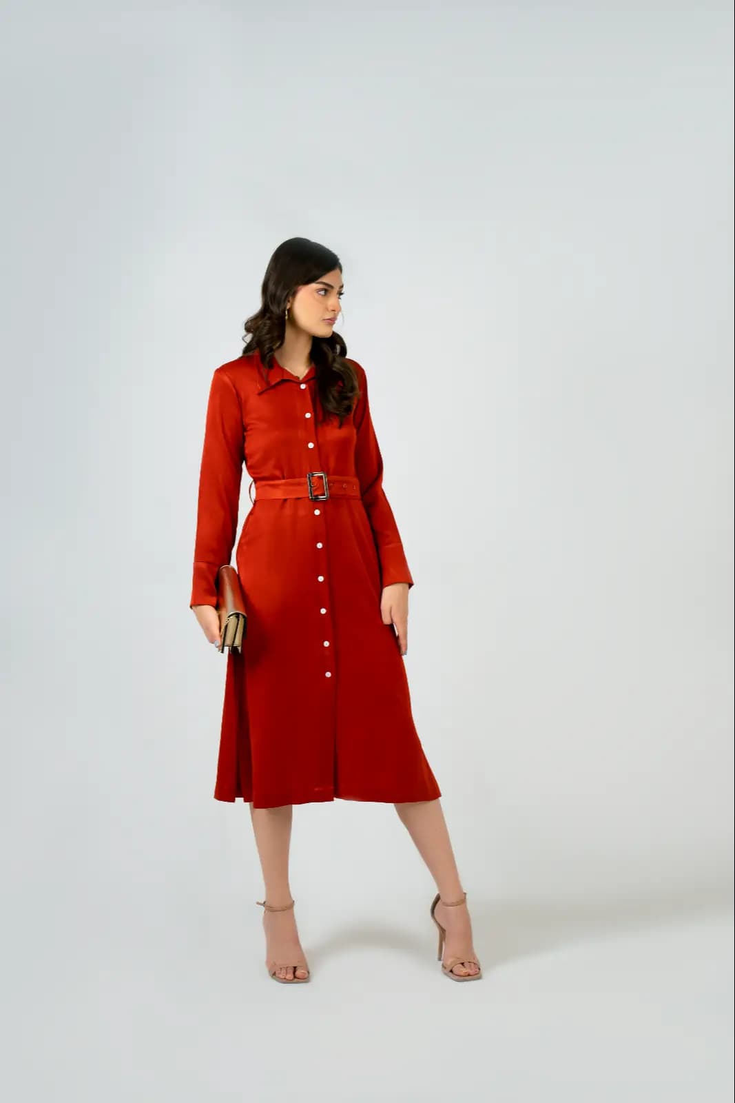 Red Rust Shirt Dress