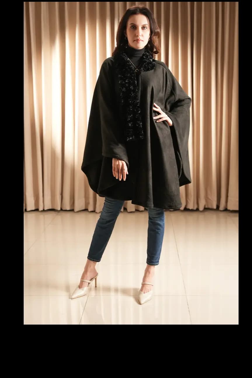 Fur Collar Cape