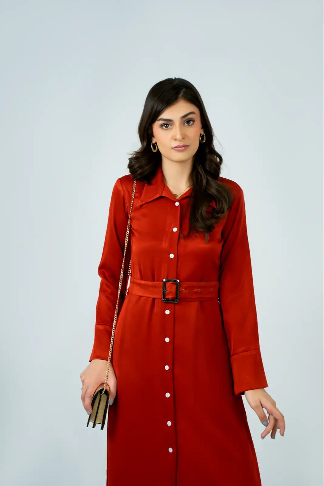 Red Rust Shirt Dress