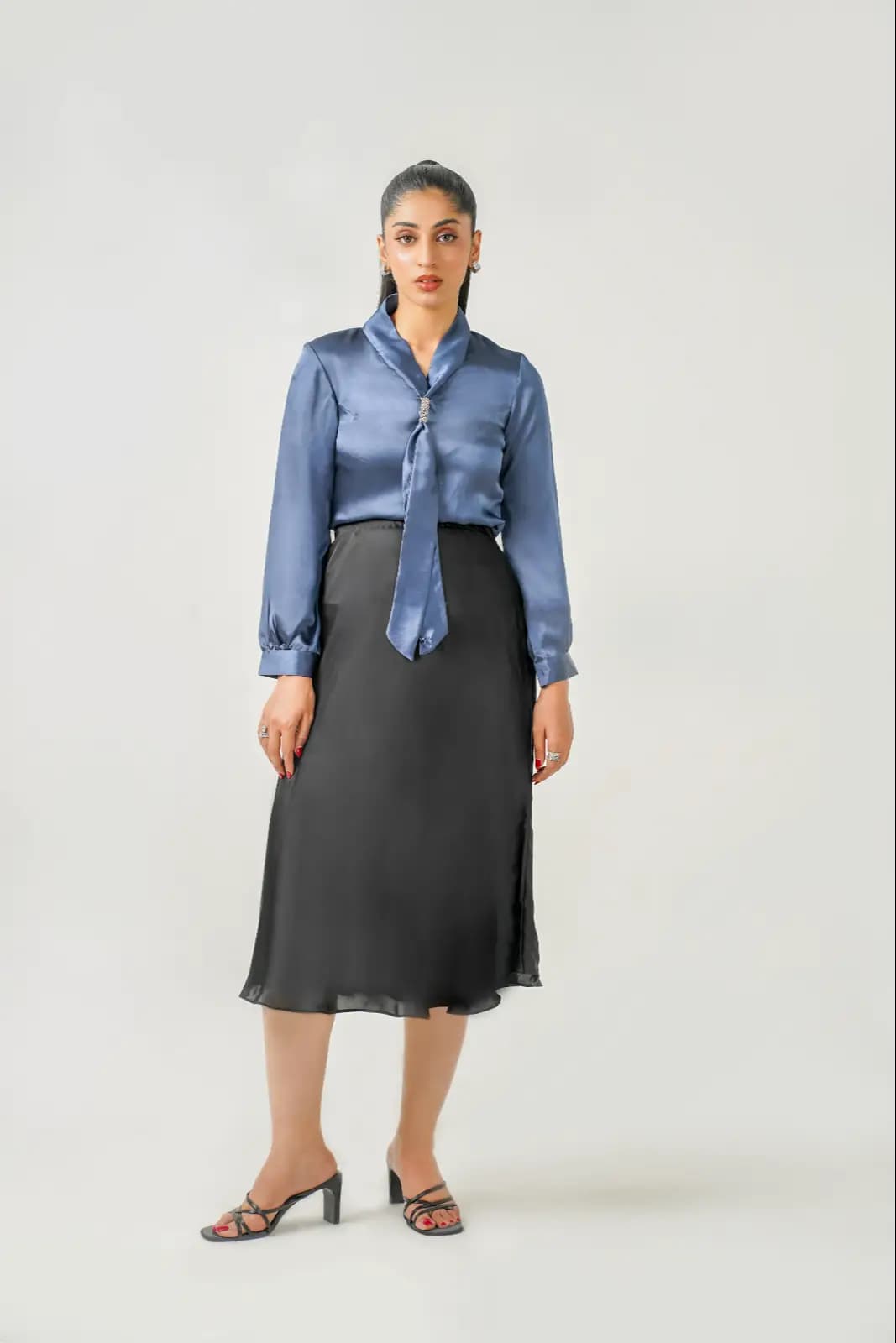 Electric Blue Satin Shimose Blouse
