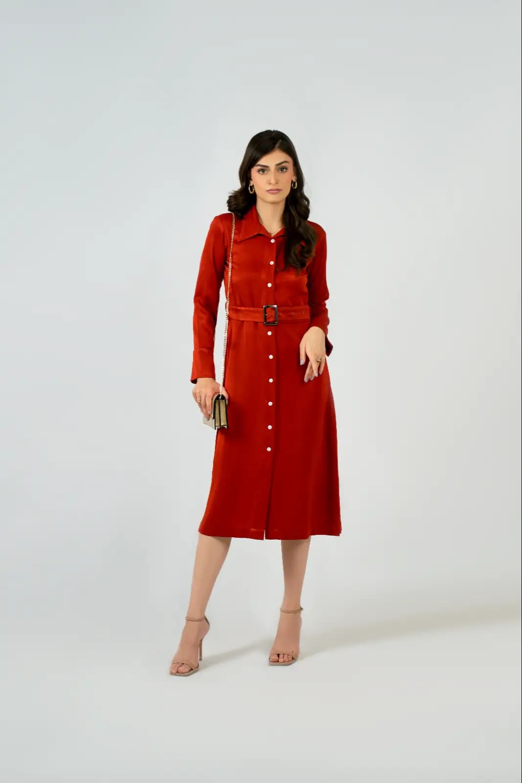 Red Rust Shirt Dress