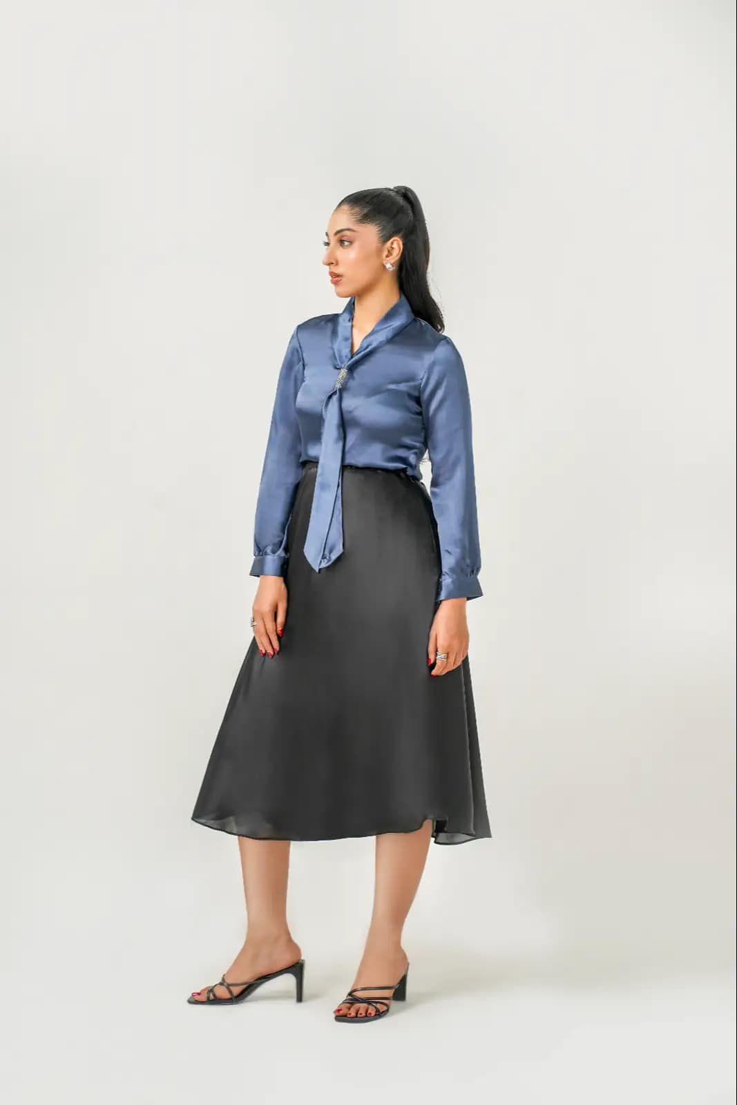 Electric Blue Satin Shimose Blouse