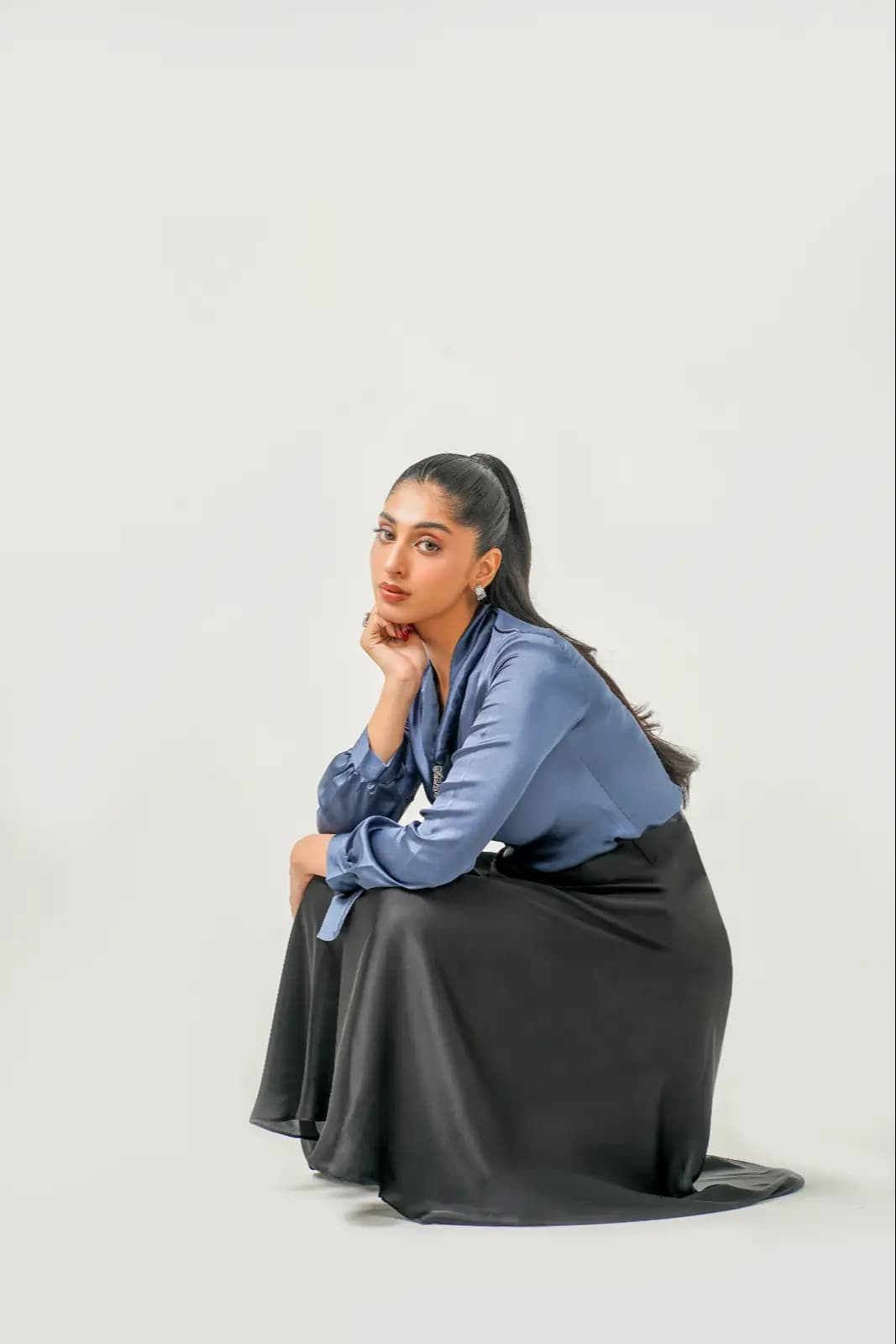 Electric Blue Satin Shimose Blouse