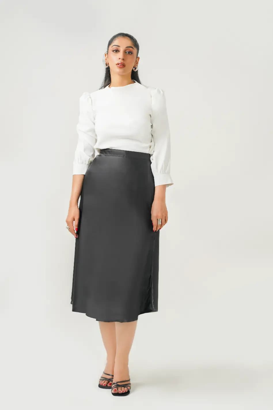 Black Long Midi Skirt