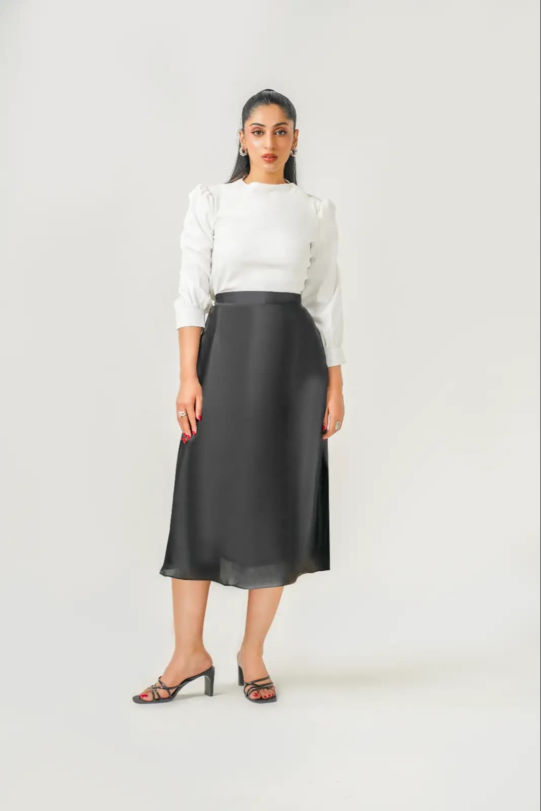 Black Long Midi Skirt