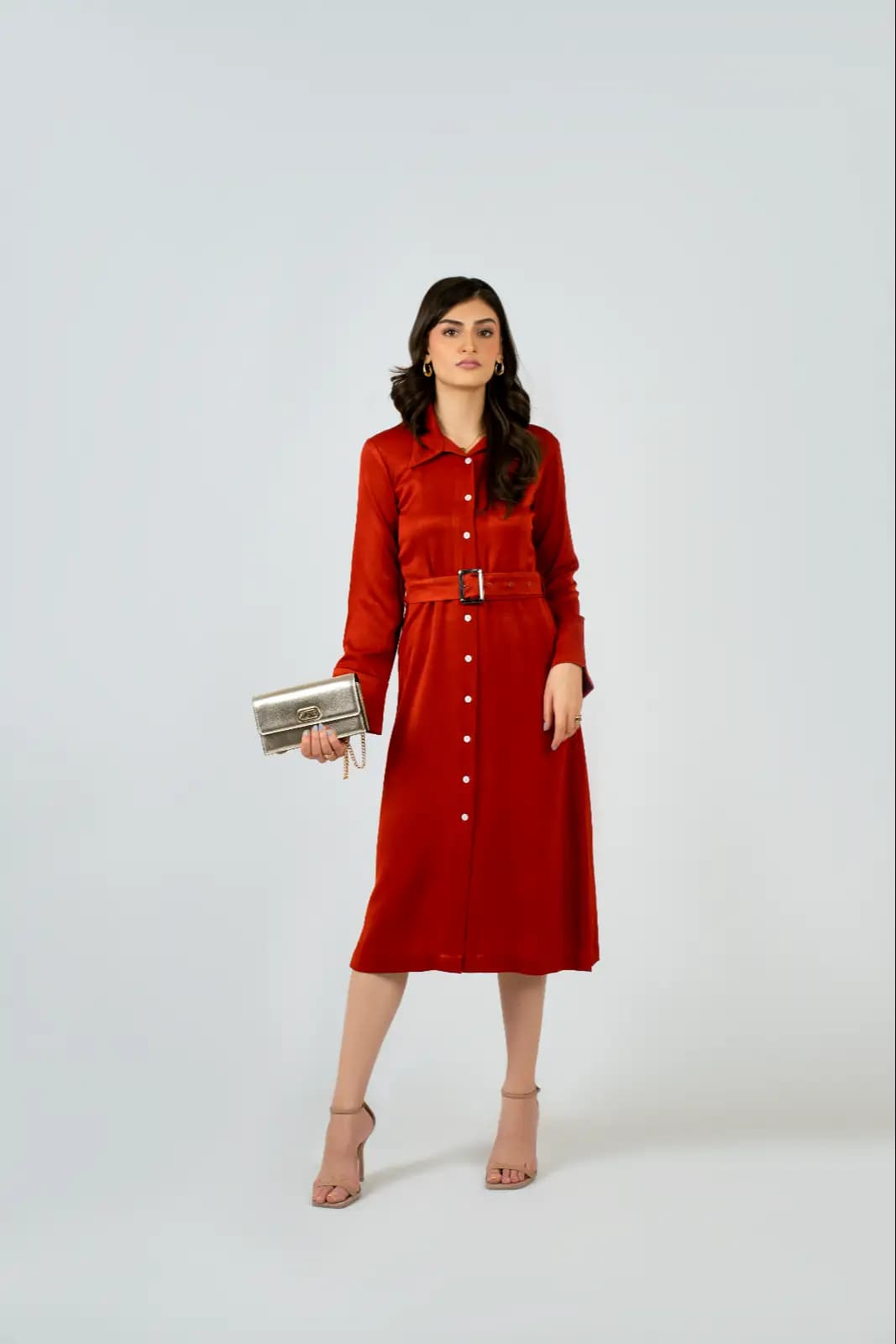 Red Rust Shirt Dress